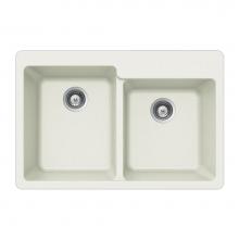 Hamat SIO-3322DTR-WH - SiOStone 33'' Granite Topmount 60/40 Double Bowl Kitchen Sink, White