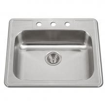 Hamat TADA-2522ST-6.5-4-20 - Revive 25'' ADA Topmount Stainless Steel 4-hole Sink, 6-1/2'' Depth, Bulk Pack