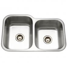 Hamat VIT-3221DR-20 - Vitality 32'' Undermount Stainless Steel 60/40 Double Bowl Kitchen Sink, Small bowl Righ
