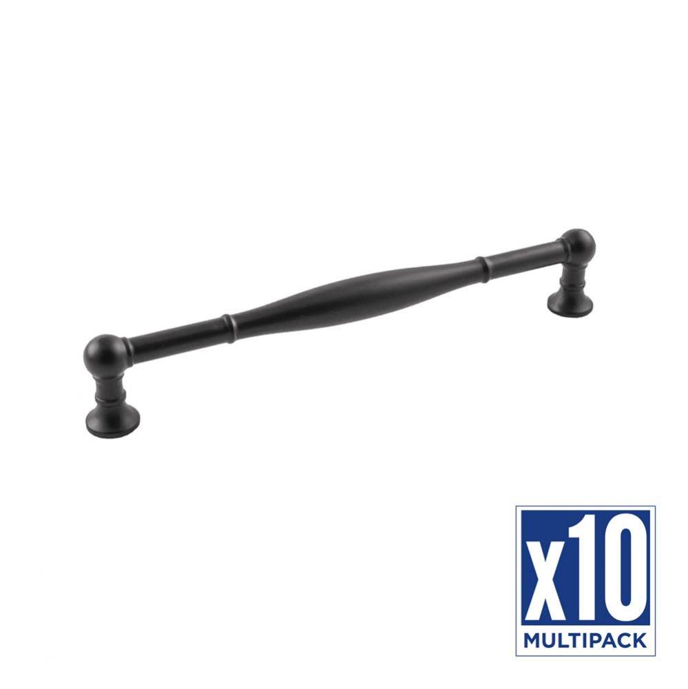 Fuller Collection Pull 7-9/16 Inch (192mm) Center to Center Matte Black Finish (10 Pack)