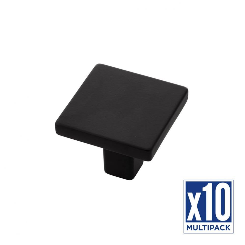 Emerge Collection Knob 1-5/16 Inch Square Matte Black Finish (10 Pack)