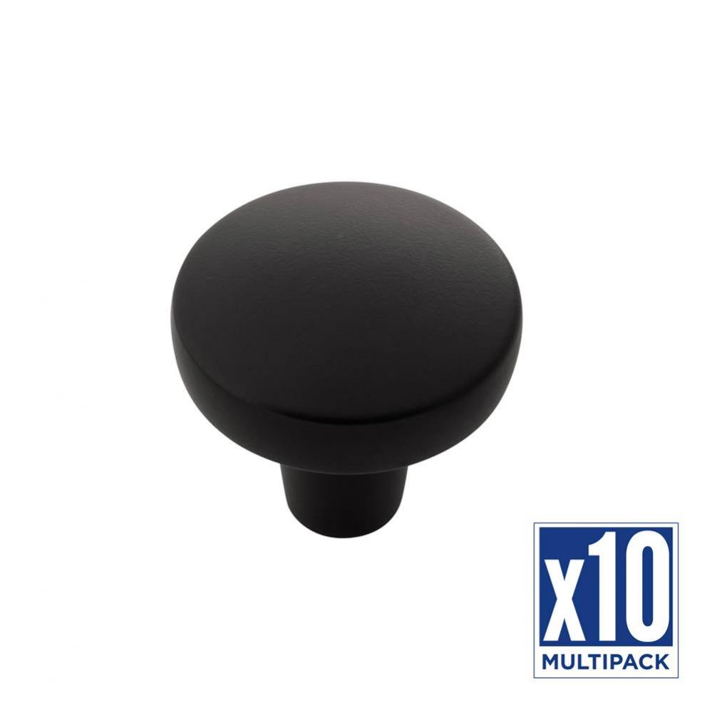Emerge Collection Knob 1-5/16 Inch Diameter Matte Black Finish (10 Pack)