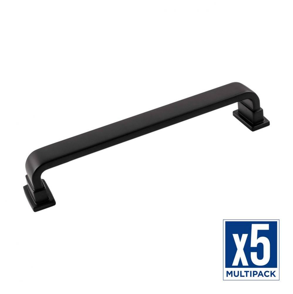 Brighton Collection Pull 6-5/16 Inch (160mm) Center to Center Matte Black Finish (5 Pack)
