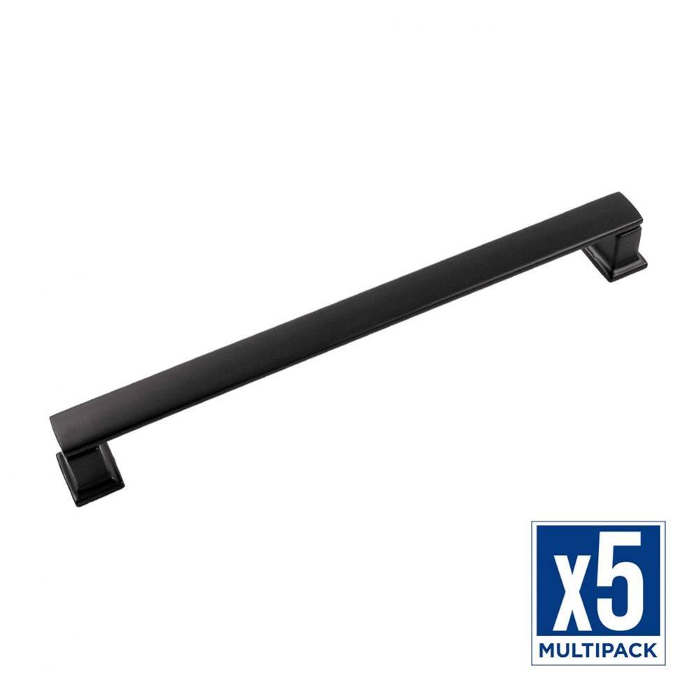 Cambridge Collection Pull 8-13/16 Inch (224mm) Center to Center Matte Black Finish (5 Pack)