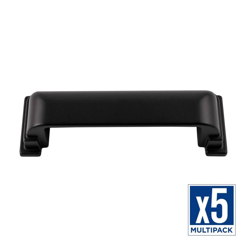 Brighton Collection Cup Pull 3-3/4 Inch (96mm) Center to Center Matte Black Finish (5 Pack)