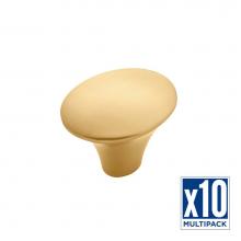 Belwith Keeler B075324-BGB-10B - Olivet Collection Knob 1-7/16 Inch x 1-1/8 Inch Oval Brushed Golden Brass Finish (10 Pack)