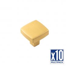Belwith Keeler B077986BGB-10B - Coventry Collection Knob 1-1/4 Inch Square Brushed Golden Brass Finish (10 Pack)