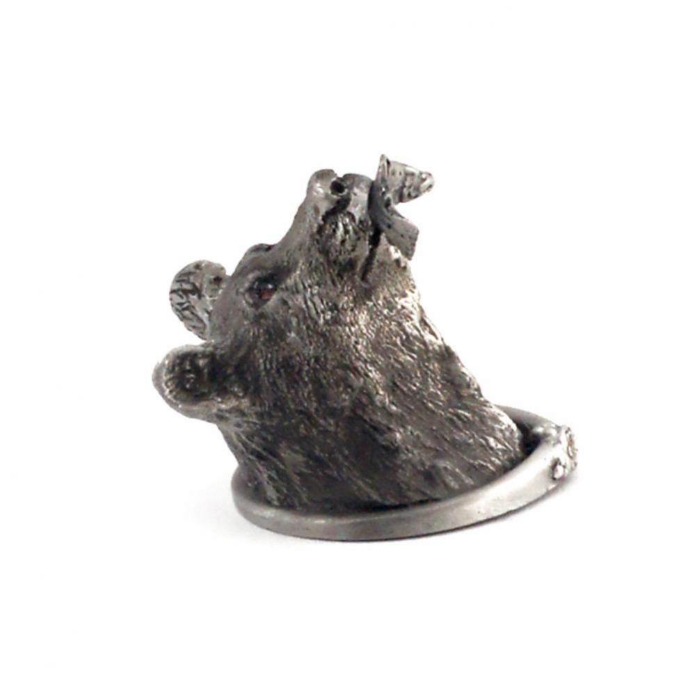Large Bear Head Knob w/ Fish In Mouth
