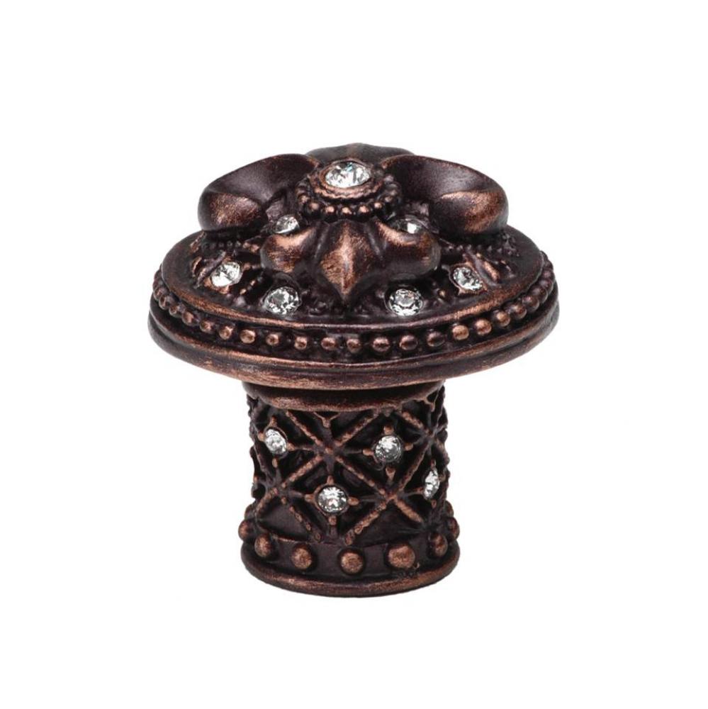 Versailles Large Round Knob Fleur De Lys Decorative Column Foot w/ Swarovski Crystals