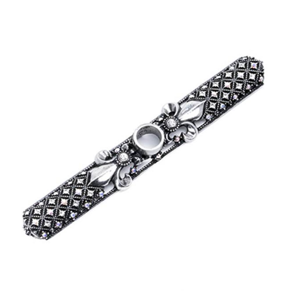 Versailles Large Round Knob & Small Elongated Back Plate Fleur De Lys w/ Swarovski Crystals