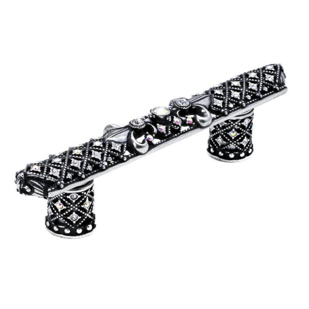 Versailles 3'' O.C. Small Pull Fleur De Lys w/ Swarovski Crystals And Decorative Column