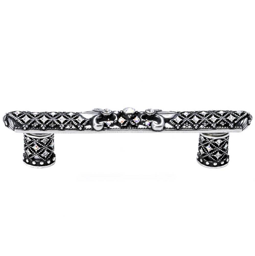 Versailles 4'' O.C. Small Pull Fleur De Lys w/ Swarovski Crystals And Decorative Column