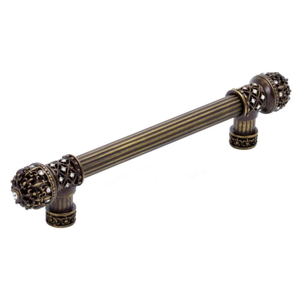 Versailles Fleur De Lys 6'' O.C. Approx Long Pull Small Finial w/ Swarovski Crystals w/