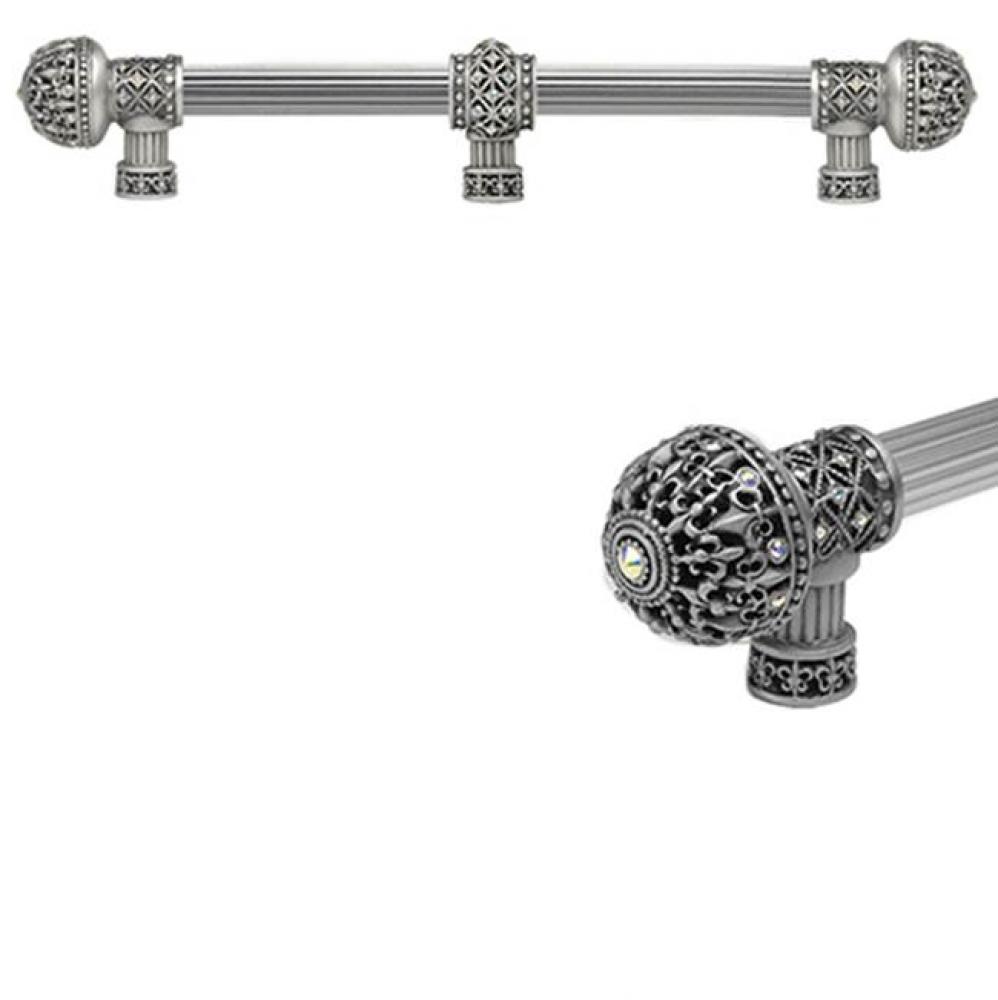 Versailles Fleur De Lys 12'' O.C.Approx Long Pull Large Finial w/ Swarovski Crystals w/
