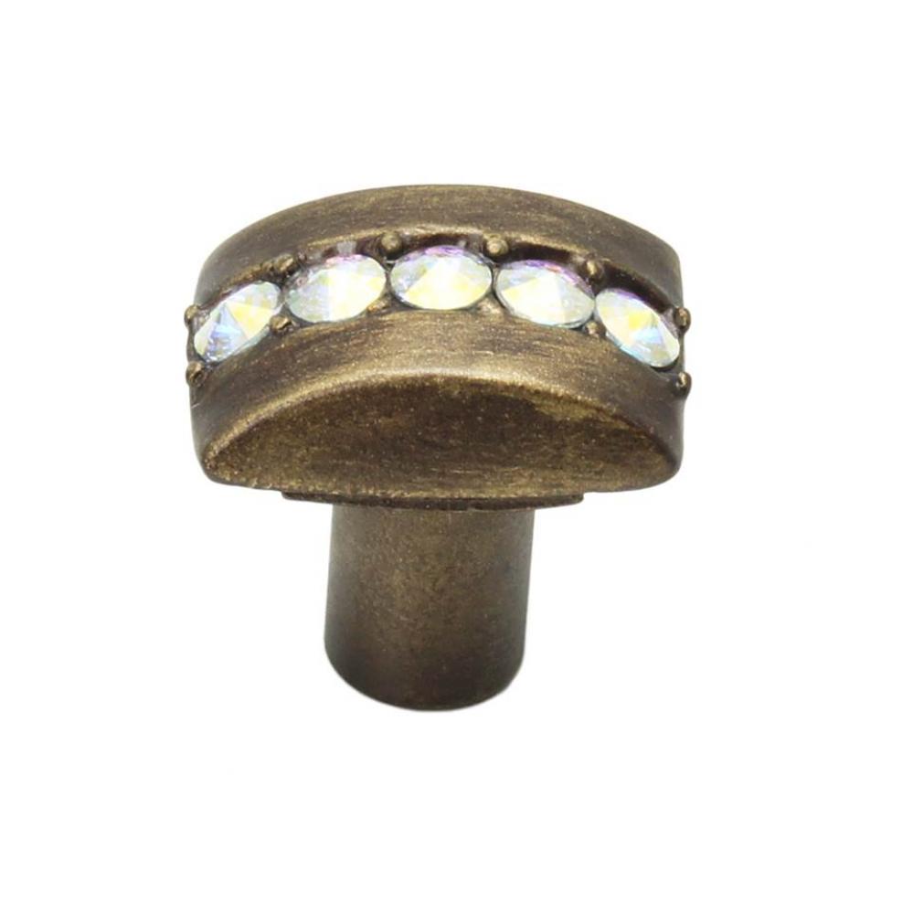 Cache Rectangle Knob w/ Center Of 5 Rivoli Swarovski Crystals
