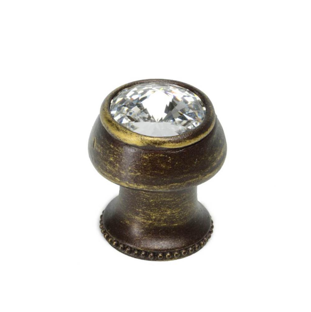 Cache Round Knob w/ Flared Foot w/ An Rivoli Swarovski Crystals