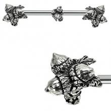 Carpe Diem Hardware 2080S-9 - Triple Acorn & Oak Leaf 22'' O.C. Approx w/ 1/2'' Smooth Center Long Pull