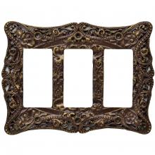 Carpe Diem Hardware 5005-3 - Carpe Diem 5005-3 Acanthus Antique Brass triple rocker/GFI switchplate