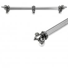 Carpe Diem Hardware 5719R-3 - Charlemagne 22'' O.C. Approx w/ 5/8'' Reeded Center Long Pull w/ Large Fleur D