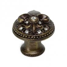 Carpe Diem Hardware 7605B-11 - Versailles Large Round Knob Fleur De Lys w/ Swarovski Crystals