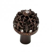 Carpe Diem Hardware 7613B-22 - Versailles Medium Round Knob Fleur De Lys Open Basket w/ Swarovski Crystals