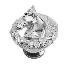 Carpe Diem Hardware 8000-2 - Horse In Classic Laurel Leaf Wreath Knob Left