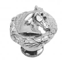 Carpe Diem Hardware 8001-2 - Horse In Classic Laurel Leaf Wreath Knob Right