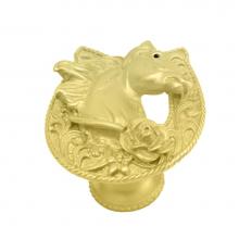 Carpe Diem Hardware 8031-3 - Horse In A Horse Shoe w/ A Rose Knob Right