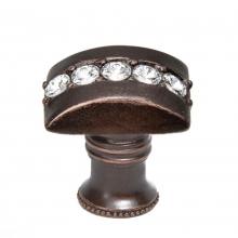 Carpe Diem Hardware 872B-2 - Cache Rectangle Knob w/ Flared Foot w/ Center Of 5 Rivoli Swarovski Crystals