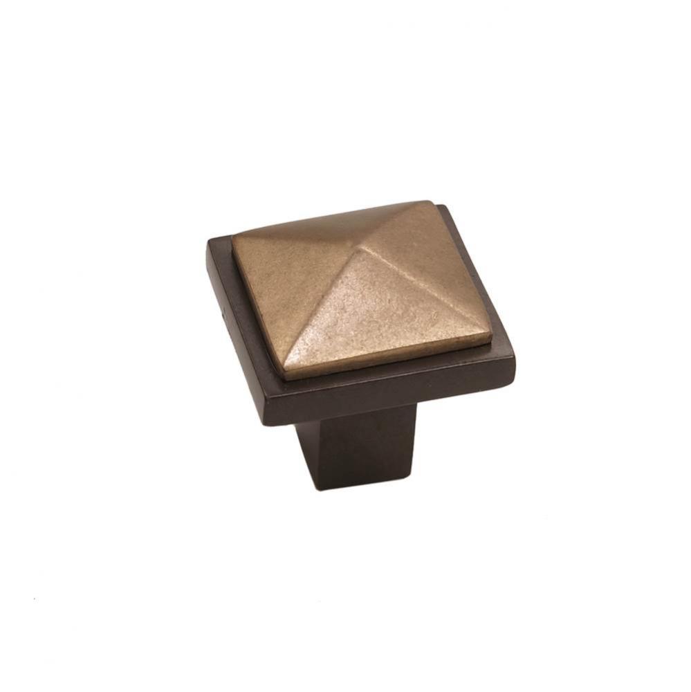 Contemporary Square Pyramid Knob, Espresso Champagne