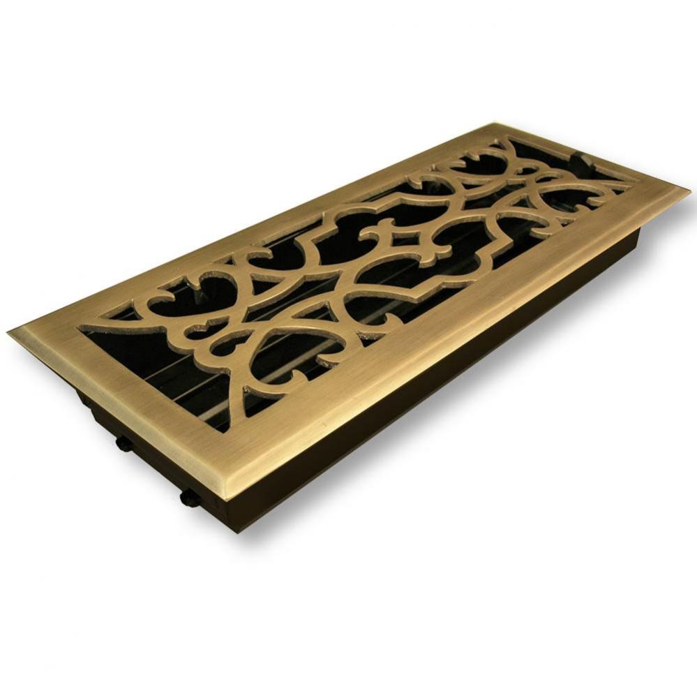 Cast Brass Vent - Any Style/Finish - 4'' x 10'', Antique Brass