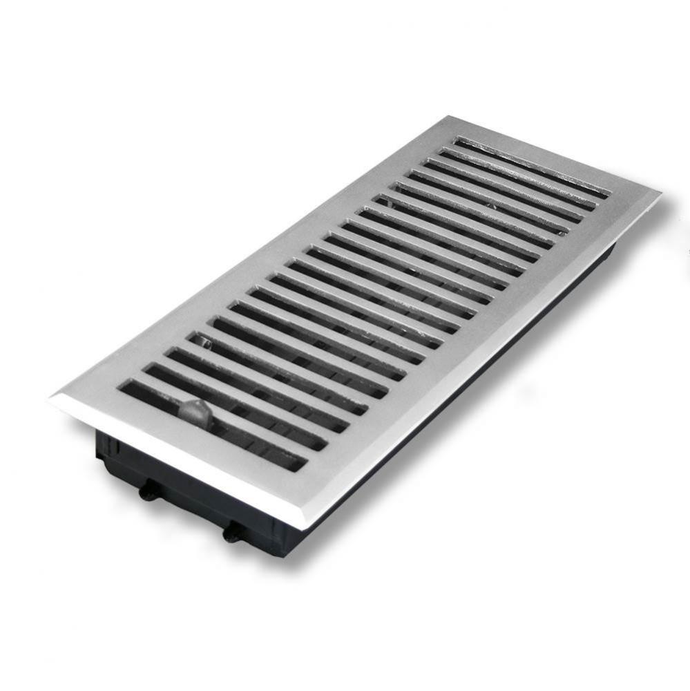 Cast Brass Vent - Any Style/Finish - 4'' x 10'', Brushed Nickel