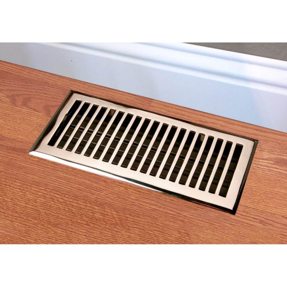 Cast Brass Vent - Any Style/Finish - 4'' x 10'', Polished Chrome