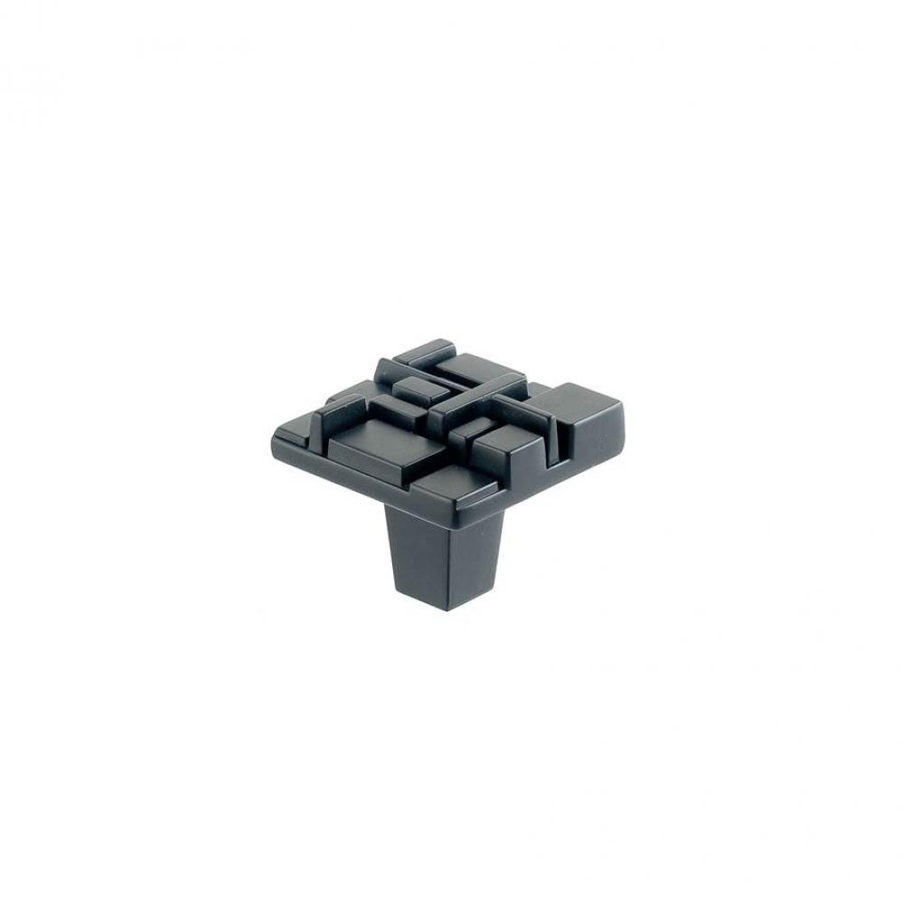 Offset Square Knob 1 1/2 Inch - Black Matte