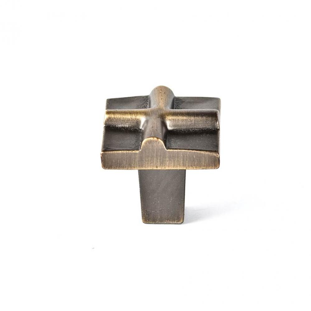 Rio Small Cross Knob 1 Inch - Antique Brass