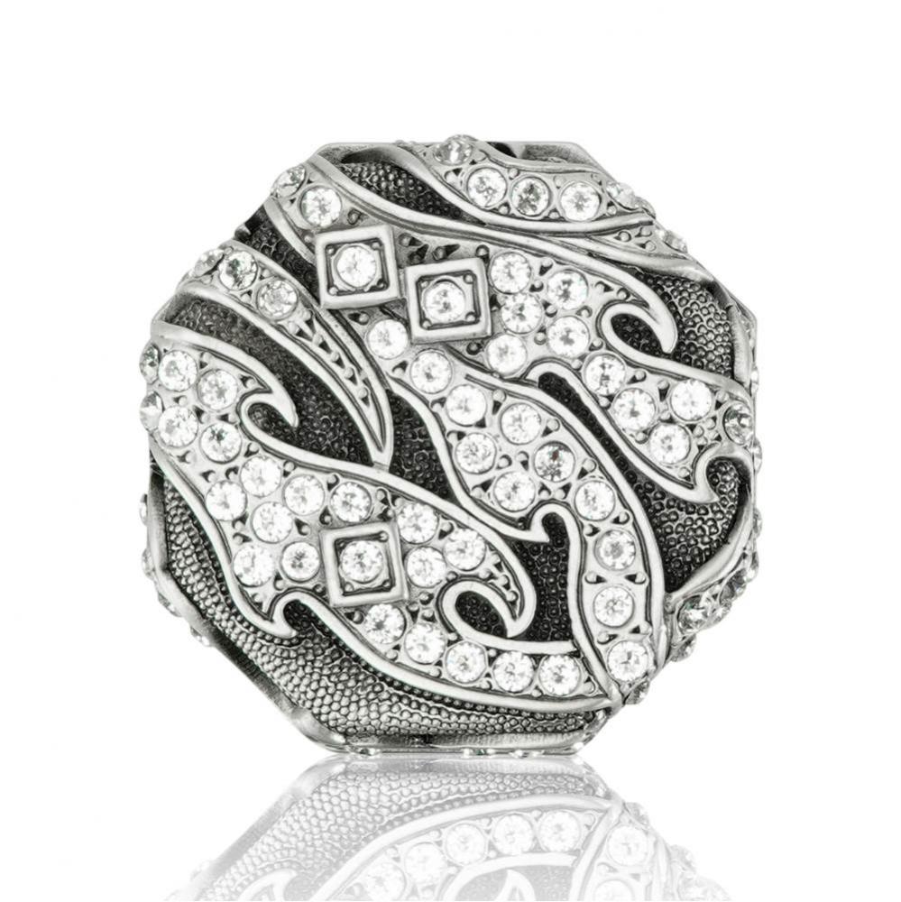 Evening Dress 4 Octagon Knob; Clear Crystal; Matte Silver Finish