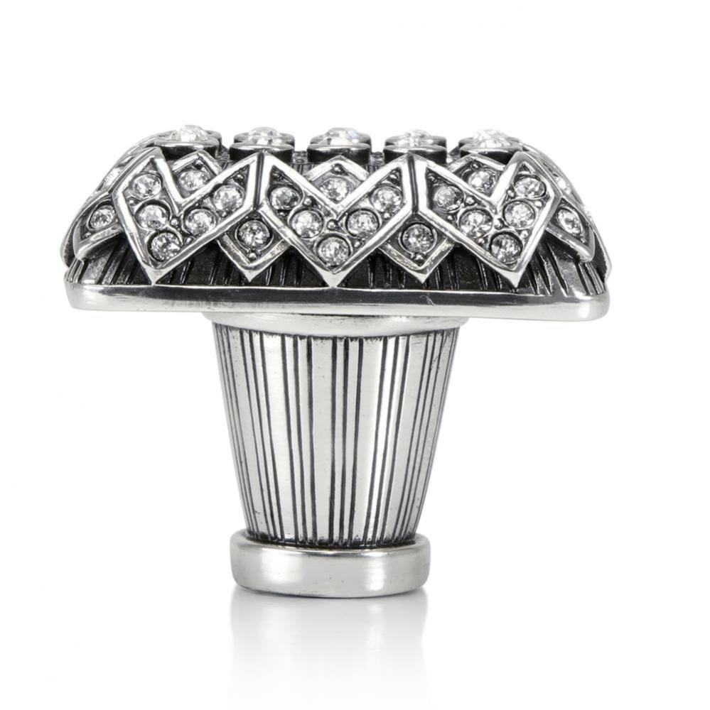 Evening Dress 4 Rectangle Knob; Clear Crystal Burnish Silver Finish