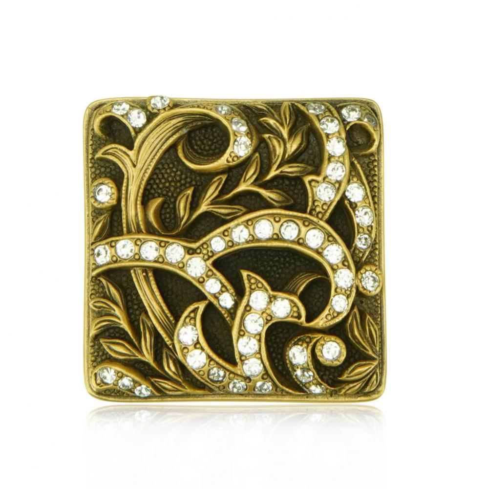 Evening Dress 3 Sq. Knob; Lt Colorado Topaz Museum Gold Finish