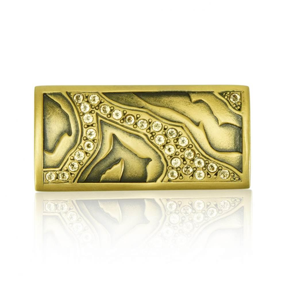 Evening Dress 3 Rectangle Knob; Lt Smoke Topaz; Museum Gold Finish