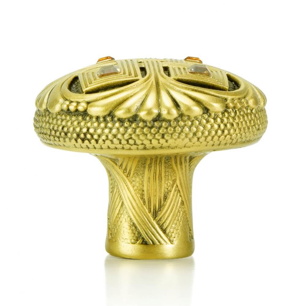 Knob; Lt. Colorado Topaz Crystal Florentine Gold Finish