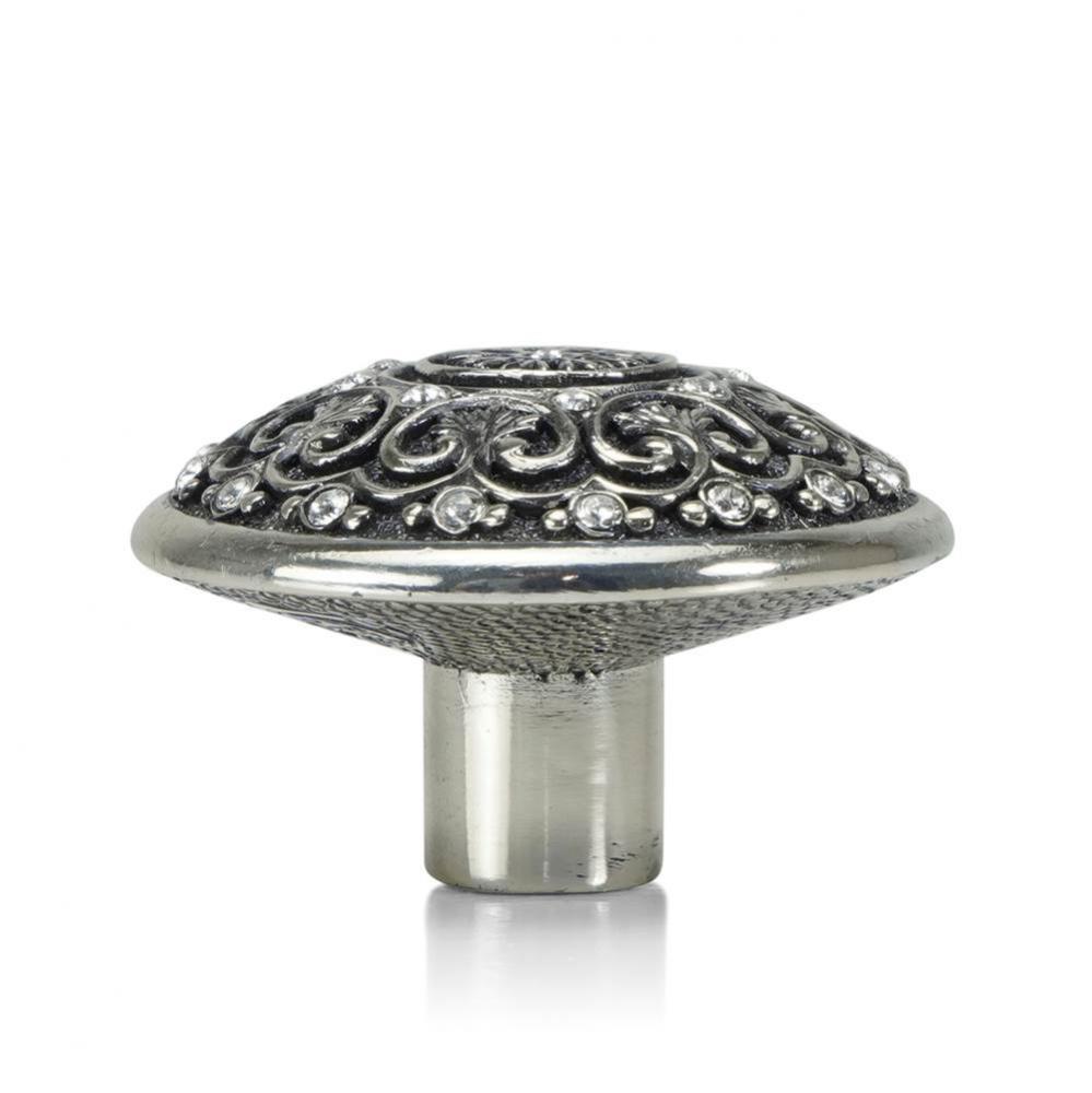 York Knob; Clear Crystal Burnish Silver Finish