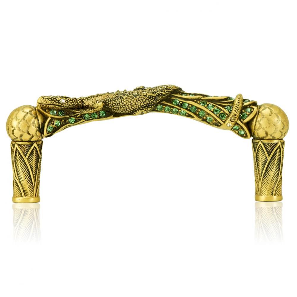 3-1/2'' C To C Bali Pull; Erinite Green and Lt. Colorado Topaz Crystal Museum Gold Finis