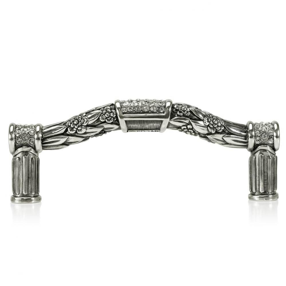 3-1/2'' C To C Nantucket Pull; Clear Crystal Burnish Silver Finish