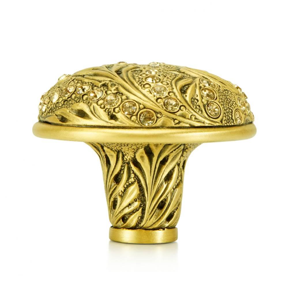 Glendale Court Knob; Lt. Colorado Topaz Crystal Museum Gold Finish