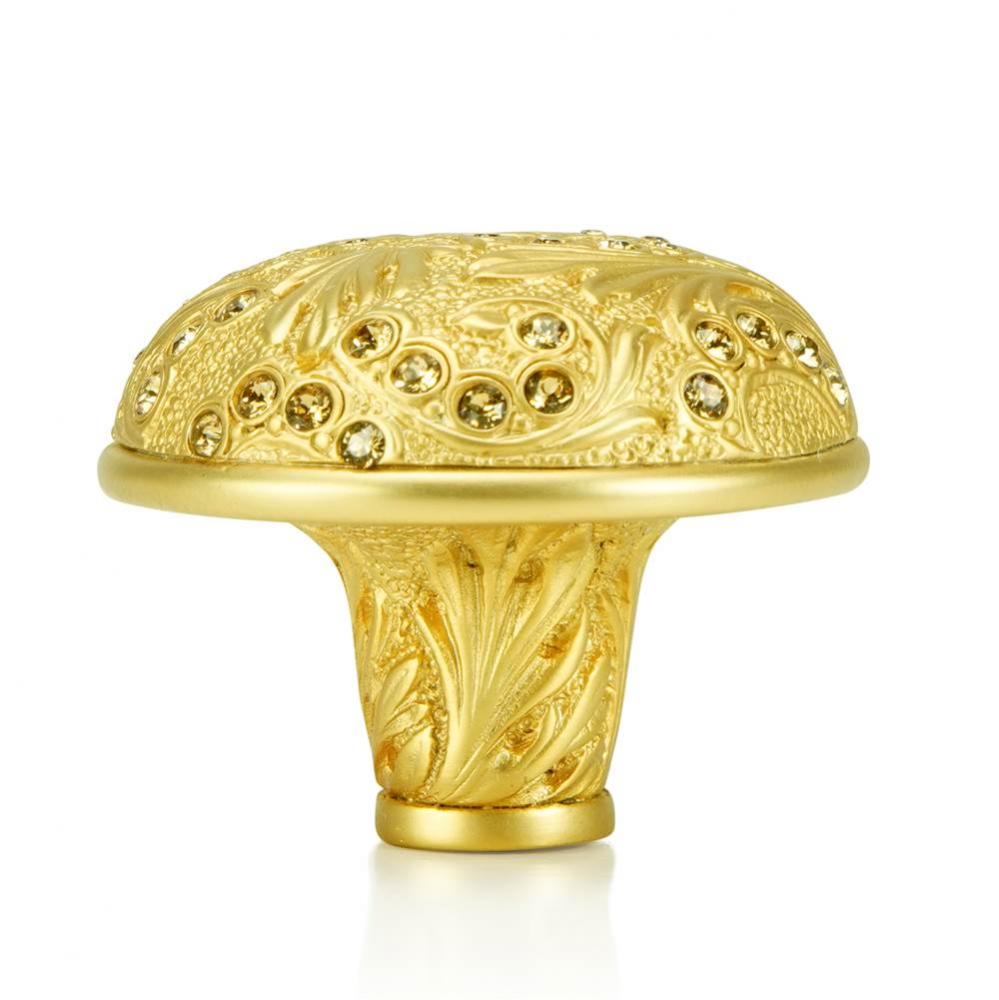 Glendale Court Knob; Lt. Colorado Topaz Crystal Satin Gold Finish