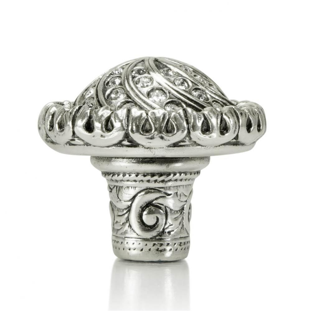Fontainebleau Knob; Clear Crystal Burnish Silver Finish
