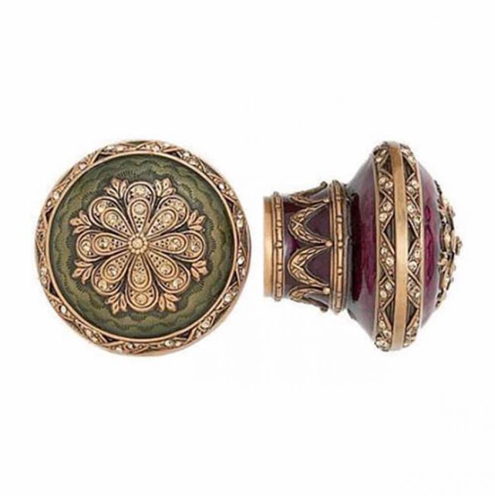 NEWPORT KNOB; B. BURG & TEA RED w/ LT COLORADO CRYSTAL