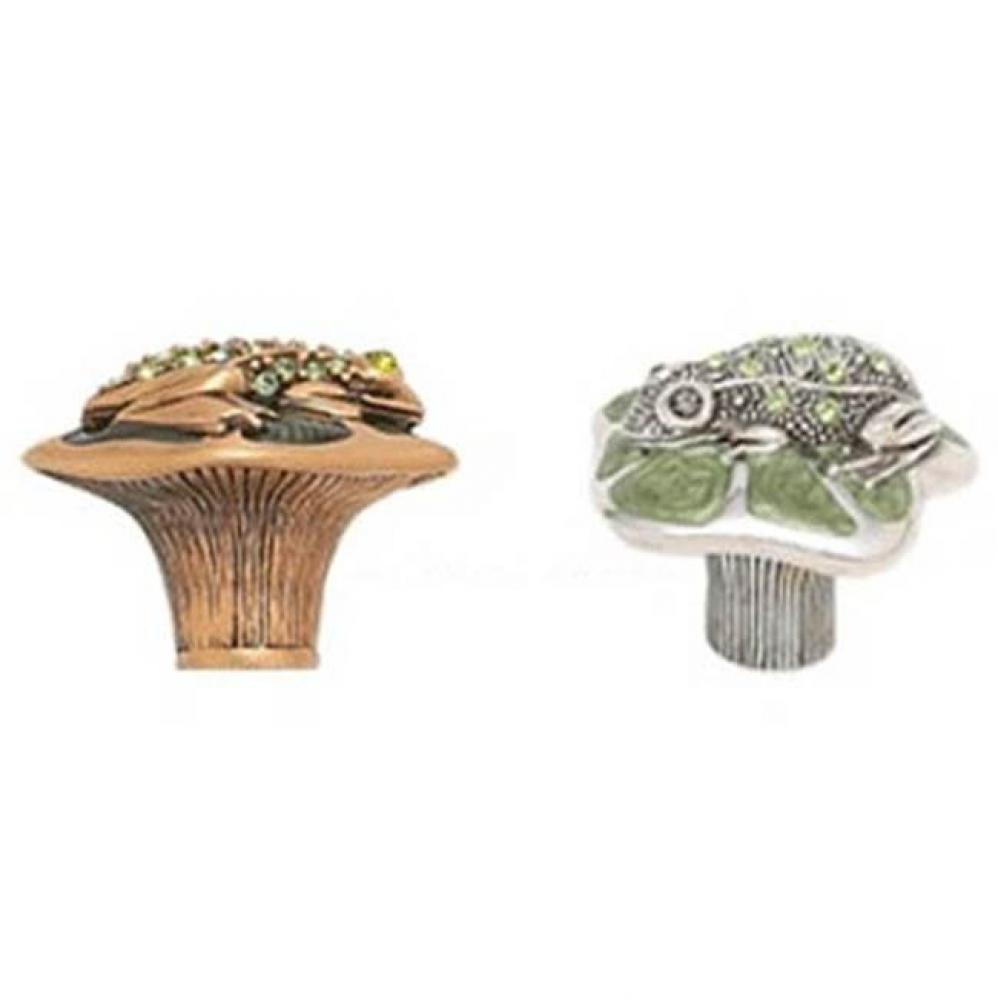 FROG KNOB; WATERCRESS w/ PERIDOT CRYSTAL