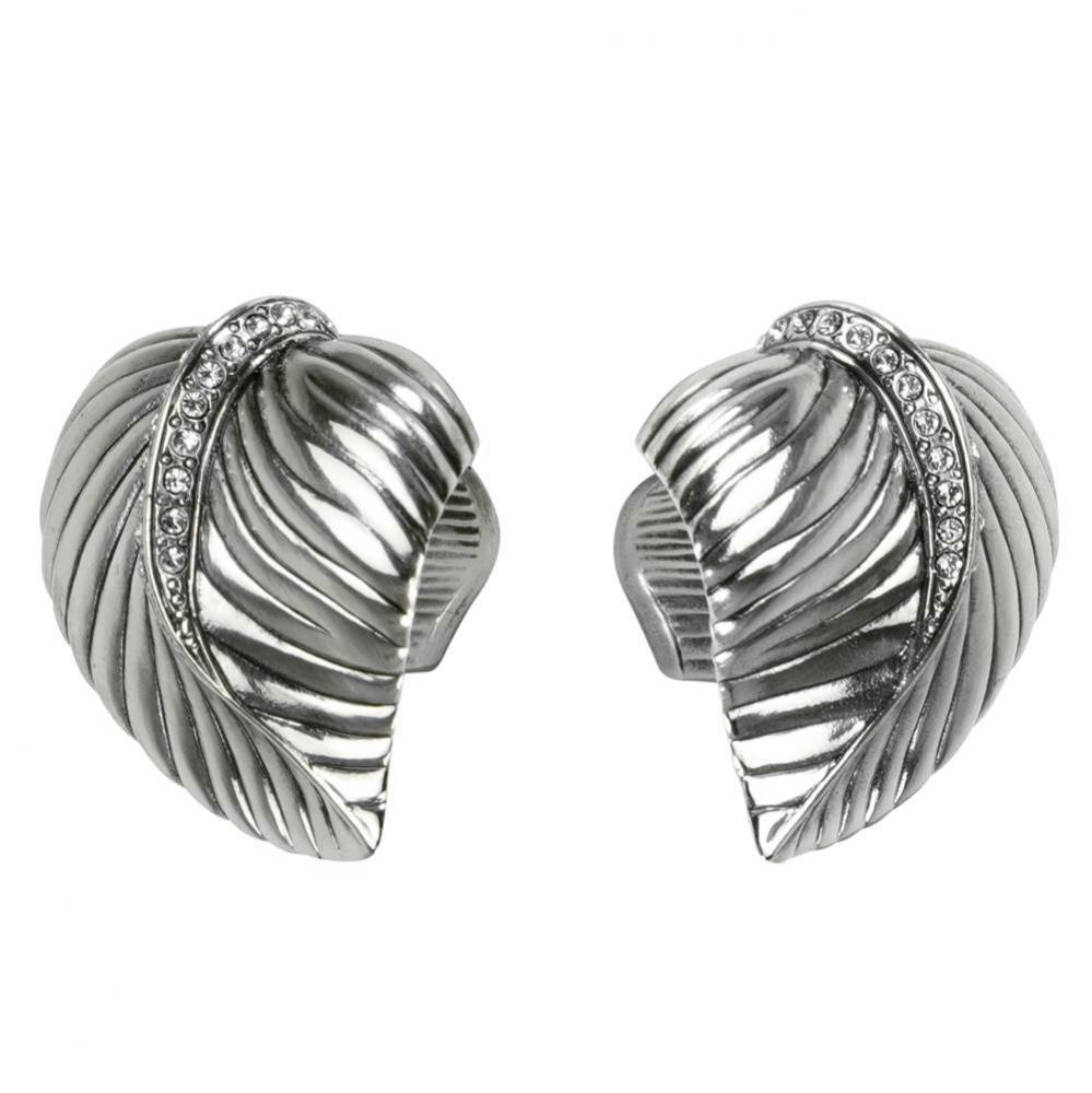 Chandler Leaf Knob; Clear Crystals; Right and Left Pair Burnish Silver Plate