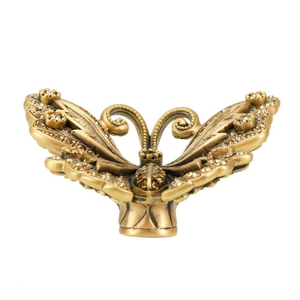 Butterfly Knob; Lt. Colorado, Lt. Smoke and Smoke Crystal Museum Gold Finish